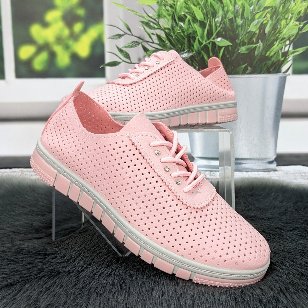 Сліпони жіночі Princess рожеві перфоровані еко-шкіра 8033, фото 1