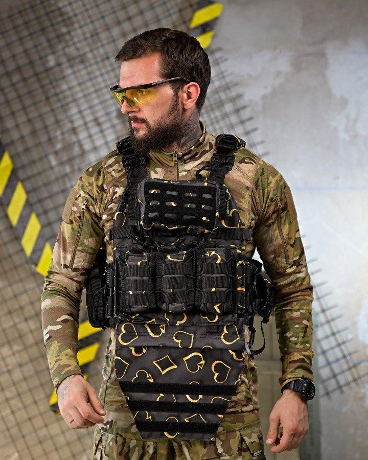 Тактична плитоноска Netflix Fix Black із 4 швидкими скидами, напашником та підсумками: Cordura 1000D для плит 25х30 см, фото 1