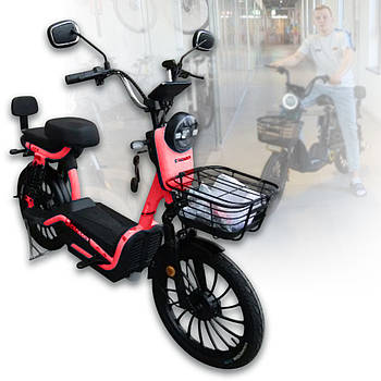 Електровелосипед двомісний з двигуном 800W і барабанними гальмами Crosser CR-3 Червоний