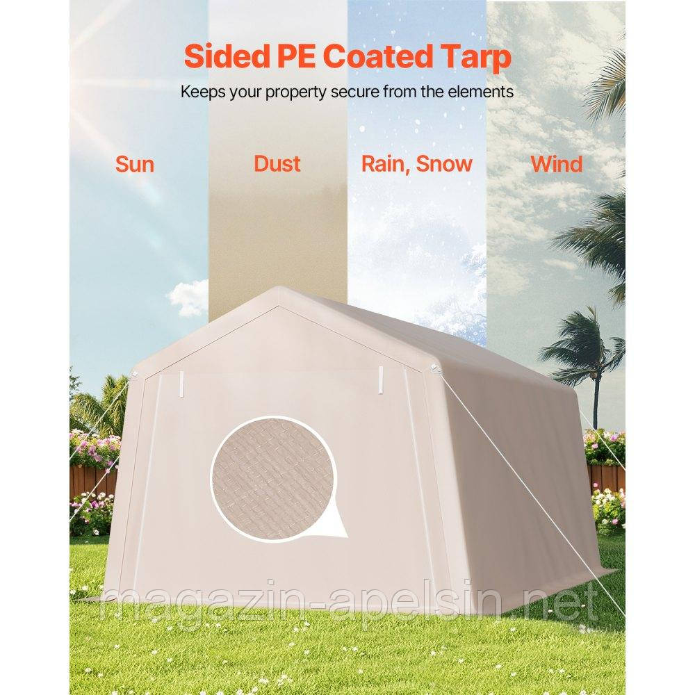 Інструментальний сарай VEVOR, 305 x 457 x 243 см, гаражний намет з поліетилену, інструментальний сарай, гараж для велосипедів,