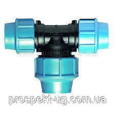 Трійник обжимний Ду20х25х20 перехідний Unidelta ПНД, фото 1