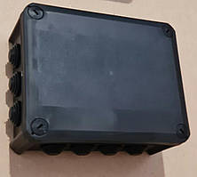 Коробка розподільча герметична зовнішня квадратна IP55 190х150x75мм чорна (Neomax)