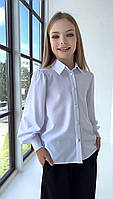 Шкільна блуза з довгим рукавом для дівчинки Асоль 140-164р. Стильна шкільна блузка для дівчаток