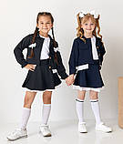 Шкільний костюм для дівчинки жакет і спідниця шорти (116-140р) Синій, фото 2