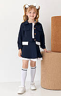 Шкільний костюм для дівчинки жакет і спідниця шорти (116-140р) Синій