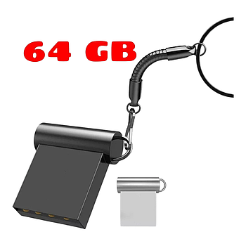 Флешка mini 64 ГБ, USB 2.0, срібна