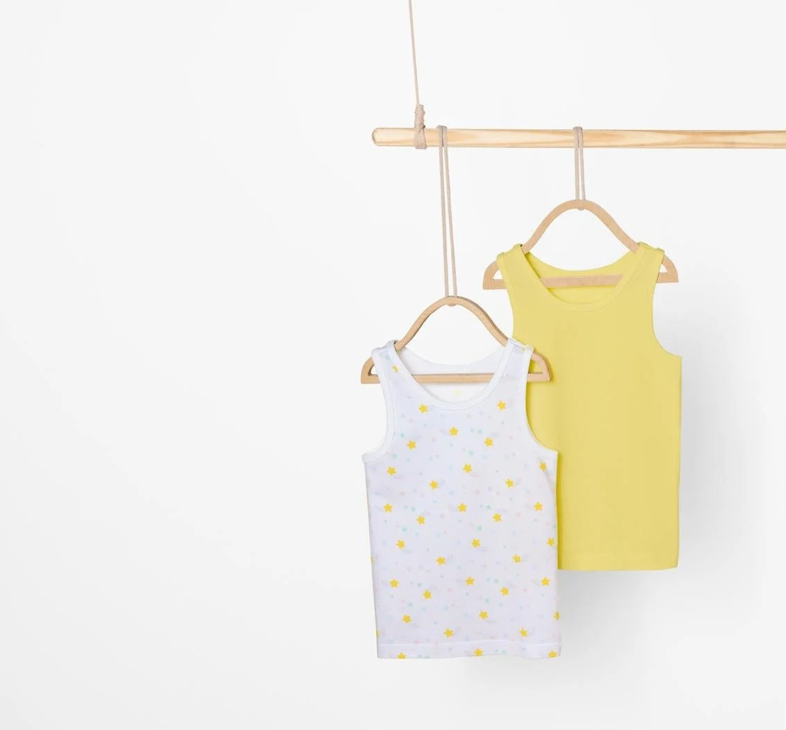 Майка для дівчинки LUPILU, 2 шт., зріст 110-116 (4-6 років), колір білий, жовтий