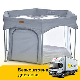 Манеж ігровий дитячий El Camino SWIFT 6 (відкидний бортик, вхід-змійка)  ME 1195 Gray Сірий