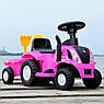 Дитяча електромобіль каталка толокар 2 в 1 Трактор M 6153 з причепом і інструментами Рожевий, фото 2