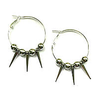 Сережки кільця з шипами і намистинами стиль панк