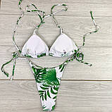 Купальник роздільний білий із зеленим листям M 44 + туніка халат, фото 5