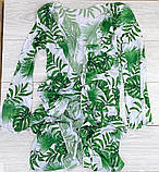 Купальник роздільний білий із зеленим листям M 44 + туніка халат, фото 4