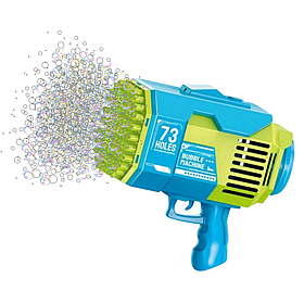Автоматичний пістолет для мильних бульбашок дитячий Bubble Rocket (73 отвори) з акумулятором, синій