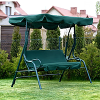 Садова гойдалка GARDEN зелена велика тримісна підвісна гойдалка з навісом
