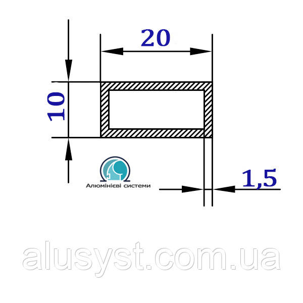 20х10х1,5 / труба 1 метр / без покриття