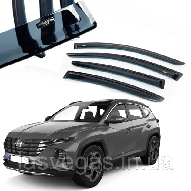 Вітровики, дефлектори вікон Hyundai Tucson NX 2021- (Hic), фото 1