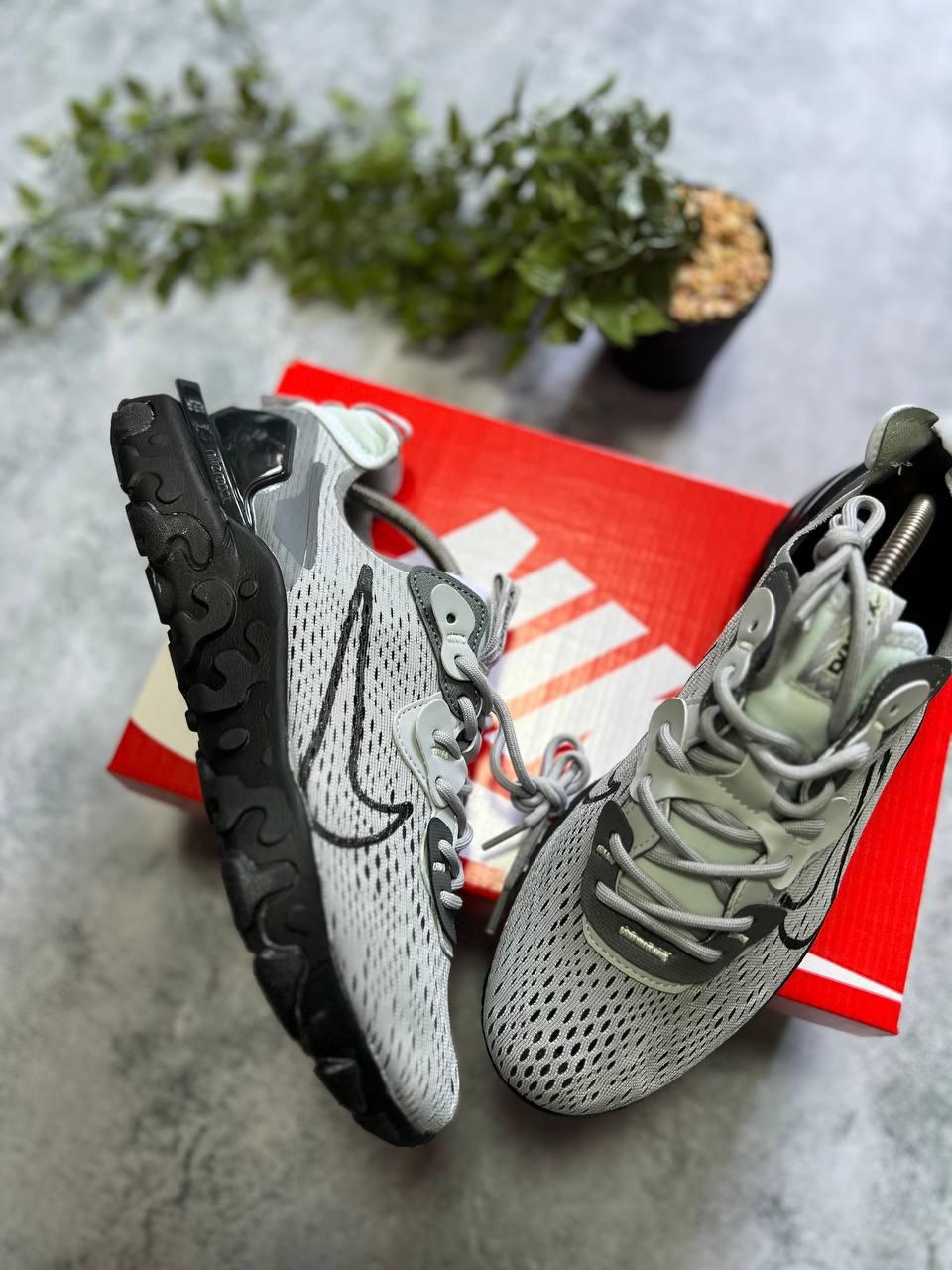 Чоловічі кросівки Nike React Vision Grey Black Найк Реакт Віжн Сірі з чорним текстиль сітка весна літо