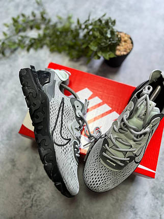 Чоловічі кросівки Nike React Vision Grey Black Найк Реакт Віжн Сірі з чорним текстиль сітка весна літо, фото 1