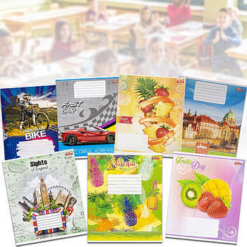 Зошит на 18 аркушів з кольоровою обкладинкою у лінію "Мрії" Упаковка 20 шт.