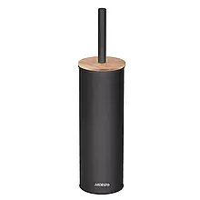 Набір щітка для унітаза з підставкою Ardesto Minimalism метал, поліпропілен, бамбук, чорний ARHB3503BB
