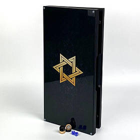 Нарди ручної роботи "Зірка Давида" 50×24×6см зі скляним полем | Статусний подарунок для колеги