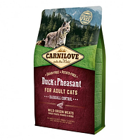 Сухий корм Carnilove Cat Hairball Control для виведення шерсті в котів качка та фазан 2 кг