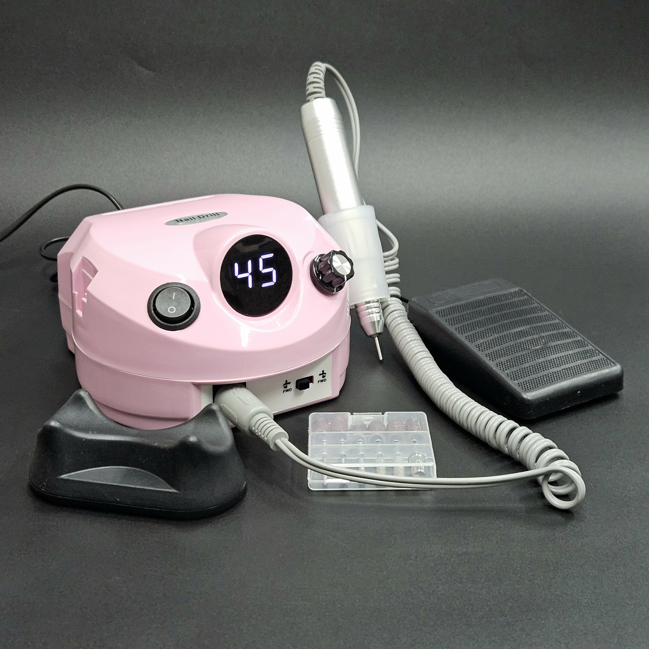 Апарат для манікюру і педикюру з дисплеєм Nail Drill DM-202 на 65Вт. 45000об/хв. Рожевий, фото 1