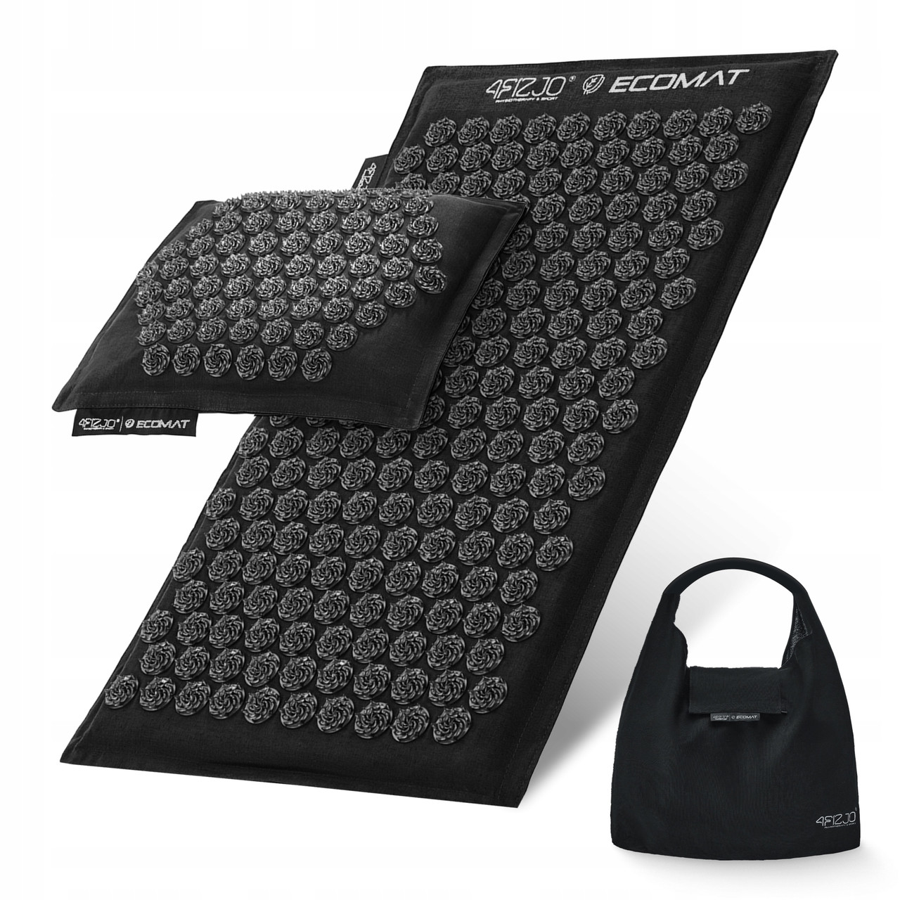 Килимок акупунктурний з подушкою 4FIZJO Eco Mat Аплікатор Кузнєцова Black/Black (P-5907739312563)