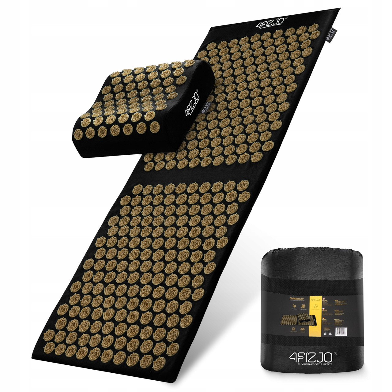 Килимок акупунктурний з подушкою 4FIZJO Ergo Mat XL Аплікатор Кузнєцова Black/Gold (P-5907739313843)