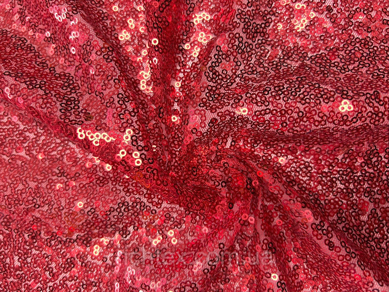 Паєткова тканина густа Червона, фото 1