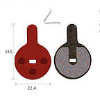 Колодки гальмівні велосипедні дискові TOOPRE TP-07D пара (2 шт) 33,5мм*22,4мм, фото 2