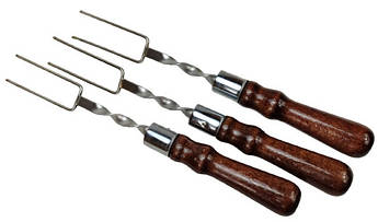 Вилка для гриля та барбекю з дерев’яною ручкою, нержавіюча сталь, 35.5 см — для кухарів і поціновувачів шашлику