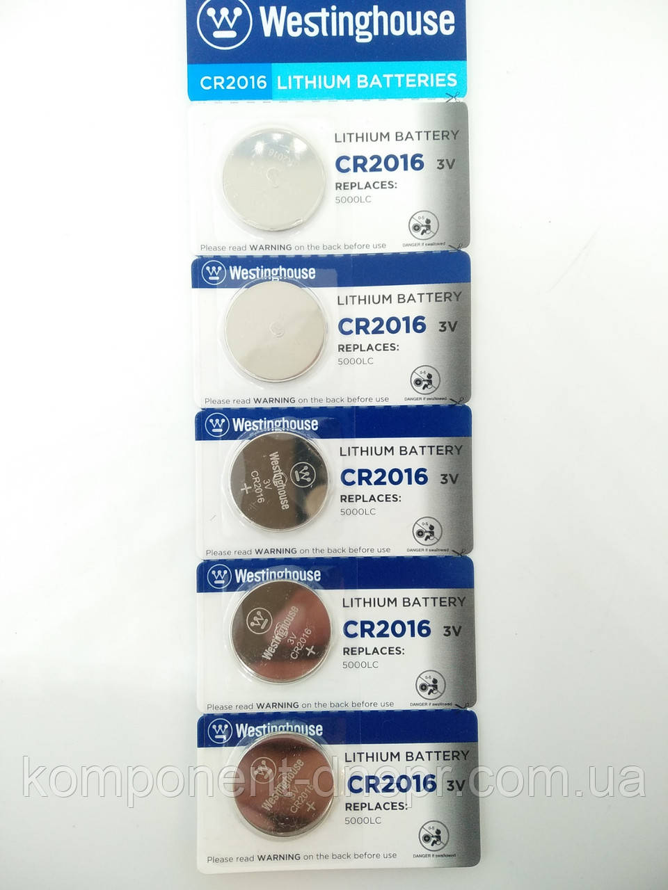 Батарейка CR2016 Westinghouse Lithium, ціна за 1 шт., фото 1