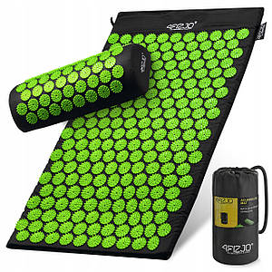 Килимок акупунктурний з валиком 4FIZJO Аплікатор Кузнєцова 72 x 42 см 4FJ0043 Black/Green Poland