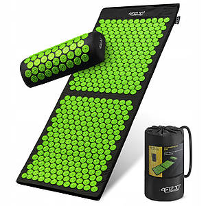 Килимок акупунктурний з валиком 4FIZJO Аплікатор Кузнєцова 128 x 48 см 4FJ0048 Black/Green Poland