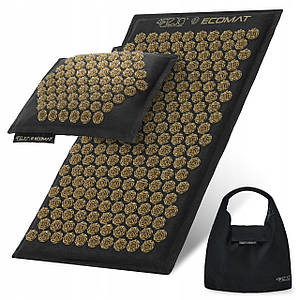 Килимок акупунктурний з подушкою 4FIZJO Eco Mat Аплікатор Кузнєцова 68 x 42 см 4FJ0179 Black/Gold Poland
