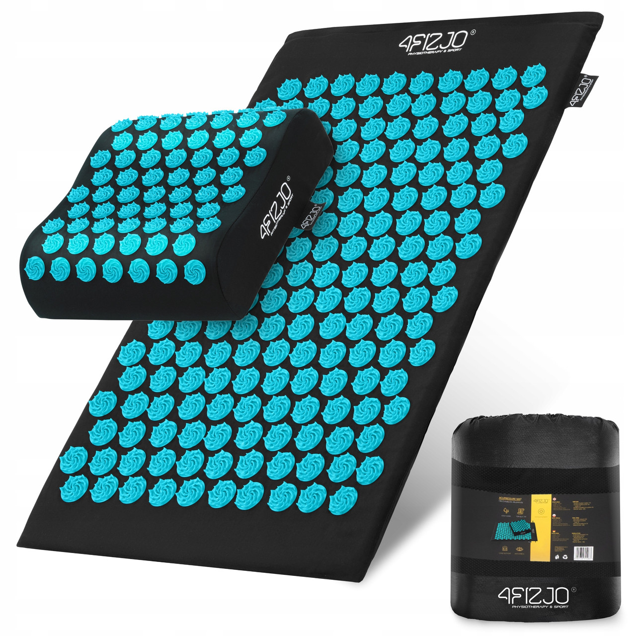 Килимок акупунктурний з подушкою 4FIZJO Ergo Mat Аплікатор Кузнєцова 4FJ0380 Black/Blue Poland