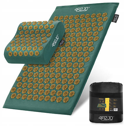 Килимок акупунктурний з подушкою 4FIZJO Ergo Mat Аплікатор Кузнєцова 4FJ0382 Navy Green/Gold Poland, фото 1