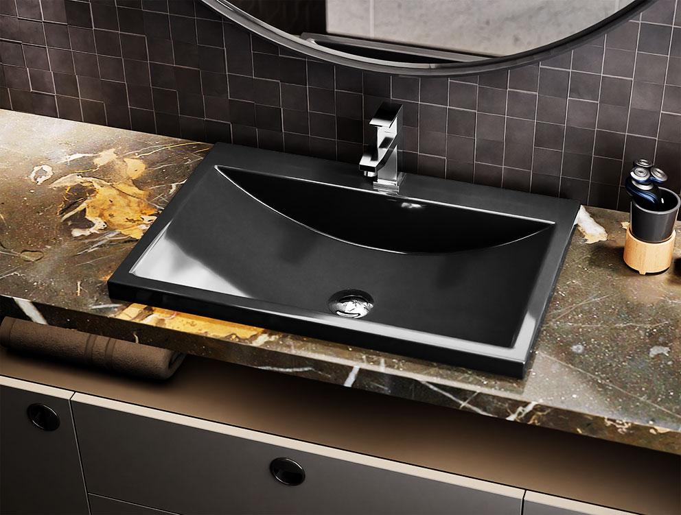 Умивальник, Раковина, накладний Luxor Opal Low Black