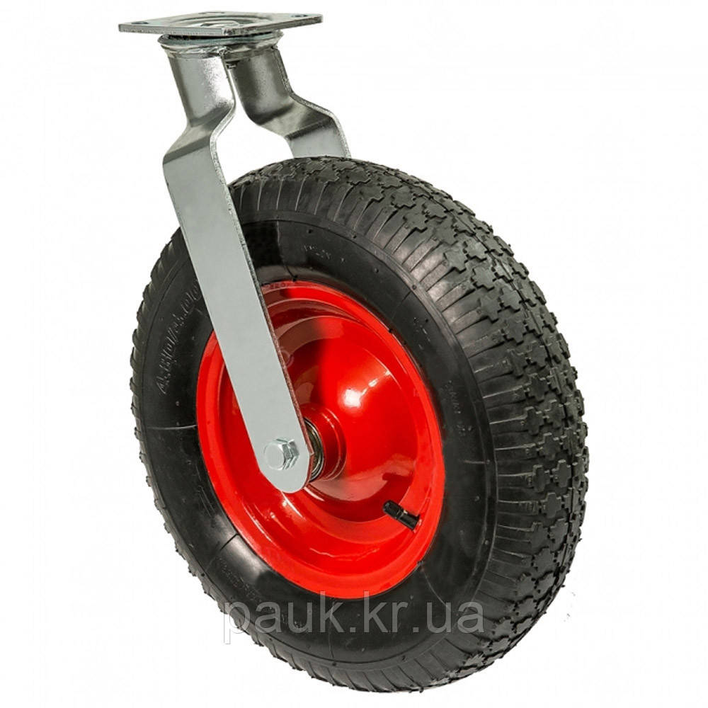 Колесо 28-400х92-B(28 "Norma High") Ø 382 мм, поворотне колесо пневматичне, пневмоколесо з кронштейном, колесо на візок, фото 1