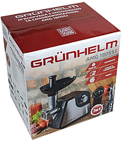 М'ясорубка електрична Grunhelm AMG180SSJ, 1800 Вт, з реверсом, насадками для ковбас, томатів, ягід і терки, чорна, фото 6