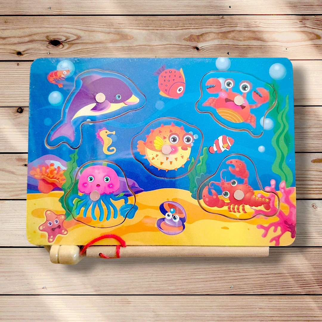 Гра для дітей від 3 років Дерев'яний пазл-іграшка Риболовля, фото 1