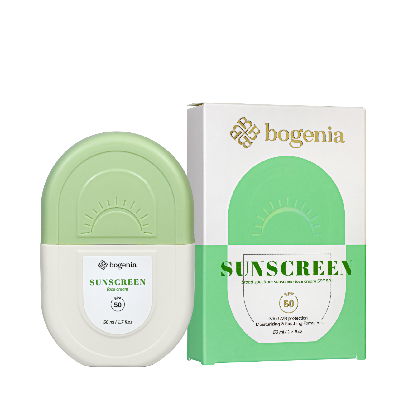 Сонцезахисний крем для обличчя з SPF50+  Bogenia Sunscreeen Face Cream, 50 мл, фото 1