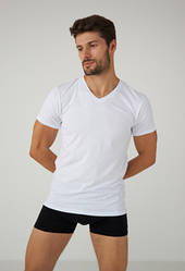 Футболка чоловіча БІЗОВА БІЛА V-образний виріз ELLEN 500/01/02