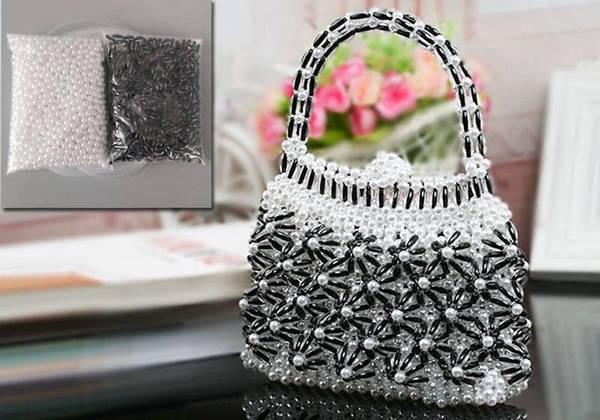 Набір для плетіння сумочки Квіточки, чорна, 18 х 20 см, фото 1