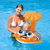 Дитячий надувний круг для плавання Рибка, з навісом, 80x86см, Помаранчевий