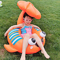 Дитячий круг для плавання Рибка, надувний, з парасолькою, 80x86см, Помаранчевий