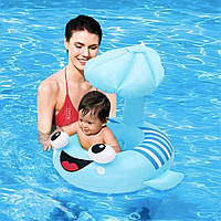 Дитячий надувний круг для плавання Рибка, з навісом, 80x86см, Блакитний