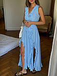 Жіноче літнє плаття на запах із воланом без рукавів довге (р. 42-46) 83036064, фото 2