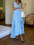 Жіноче літнє плаття на запах із воланом без рукавів довге (р. 42-46) 83036064, фото 9